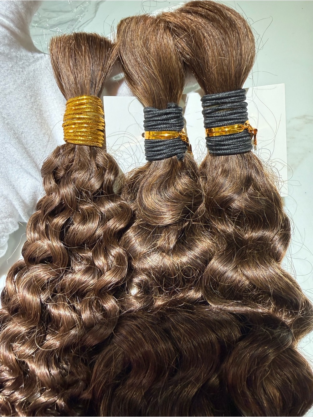 💯% 16”HUMAN Hair Braiding Curly, 2 Bundles 100g Water Wave Brown & 1 more piece